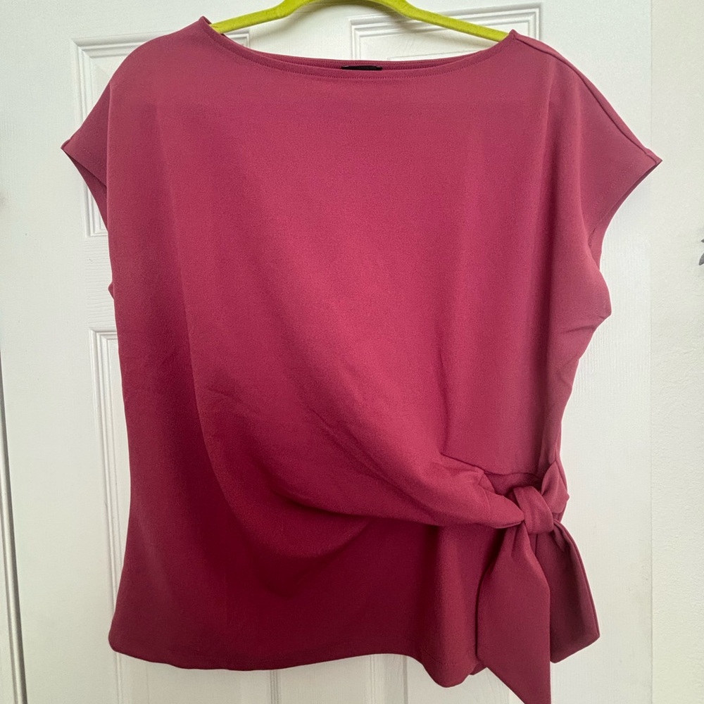 Ann Taylor Factory Rose-Mauve Side-Tie Cap Sleeve Blouse